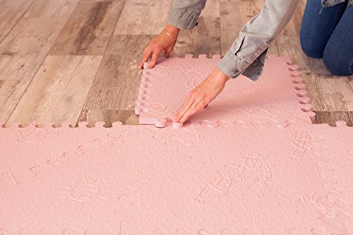 LuBabymats - Alfombra puzzle infantil para bebés de Foam (EVA), suelo extra acolchado para niños, color rosa