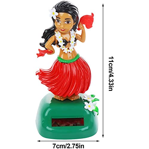 Lubudup Figura solar de chica hawaiana, juguete solar hawaiano, figura de chica hawaiana, adecuada para salpicadero, dormitorio, casa, escritorio, 7 x 5 x 11 cm