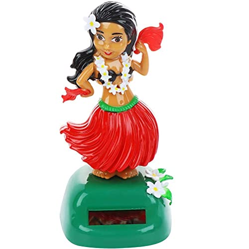 Lubudup Figura solar de chica hawaiana, juguete solar hawaiano, figura de chica hawaiana, adecuada para salpicadero, dormitorio, casa, escritorio, 7 x 5 x 11 cm