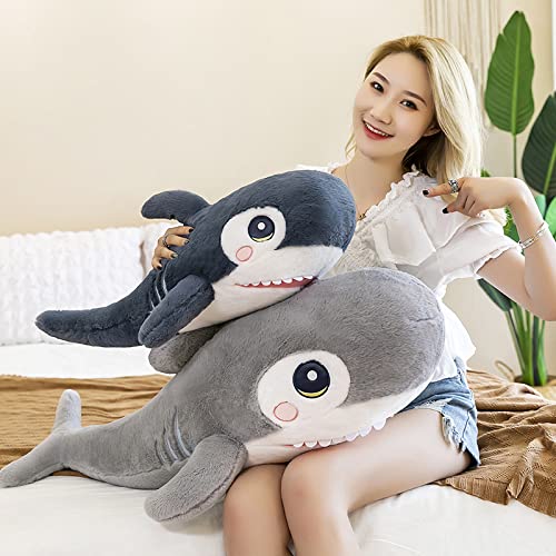 Lulihhhh 45-120cm Creativo Lindo Pelo de Conejo tiburón de Peluche de Juguete Almohada para Dormir muñeca de tiburón Cama acompañar a Dormir Ragdoll Gris 60 cm