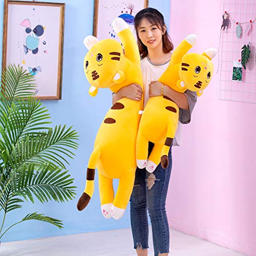 Lulihhhh 60-120cm Creativo Lindo Tigre de Peluche de Juguete de Peluche de Regalo de cumpleaños Almohada para niños muñeca para Dormir Amarillo 60cm