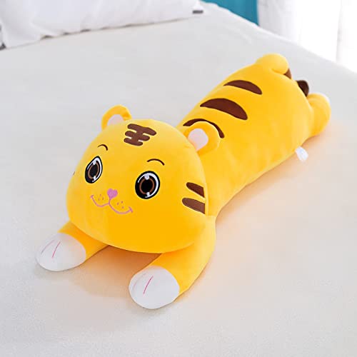 Lulihhhh 60-120cm Creativo Lindo Tigre de Peluche de Juguete de Peluche de Regalo de cumpleaños Almohada para niños muñeca para Dormir Amarillo 60cm