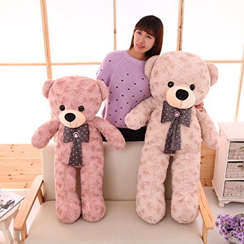 Lulihhhh 75-120 cm Creativo Lindo Bowknot Oso de Peluche muñeca de Peluche de Juguete Regalo de cumpleaños Abrazo Oso Almohada para niñas Beige 75 cm