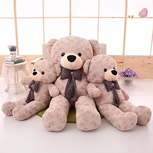 Lulihhhh 75-120 cm Creativo Lindo Bowknot Oso de Peluche muñeca de Peluche de Juguete Regalo de cumpleaños Abrazo Oso Almohada para niñas Beige 75 cm