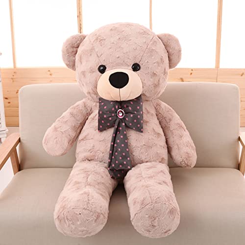 Lulihhhh 75-120 cm Creativo Lindo Bowknot Oso de Peluche muñeca de Peluche de Juguete Regalo de cumpleaños Abrazo Oso Almohada para niñas Beige 75 cm