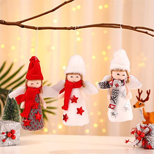 LuohuiFang 20cm/8 in Mini muñeca de Navidad figuras de juguete de peluche decoración de la habitación Crochet colgante colgante ornamento mano costura artesanía - muñeco de nieve