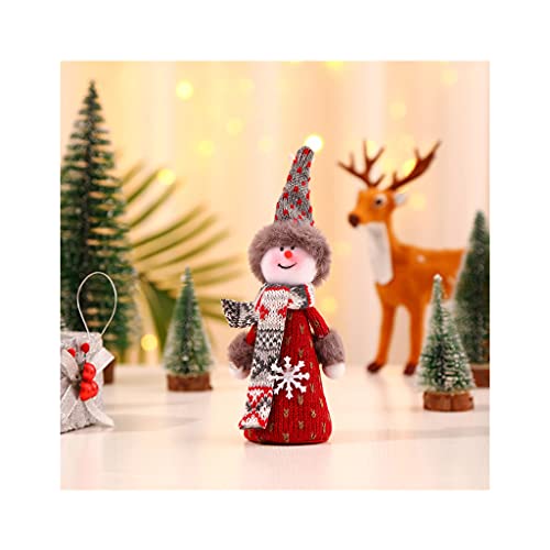 LuohuiFang 20cm/8 in Mini muñeca de Navidad figuras de juguete de peluche decoración de la habitación Crochet colgante colgante ornamento mano costura artesanía - muñeco de nieve