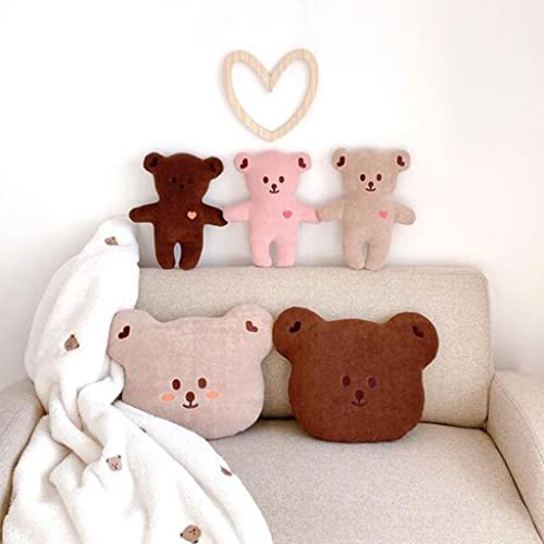 LuohuiFang 22cm/8in Cuddle Doll Peluche Oso Figura de juguete Decoración de la habitación Bordado Colgante Ornamento Artesanía de costura - Rosa