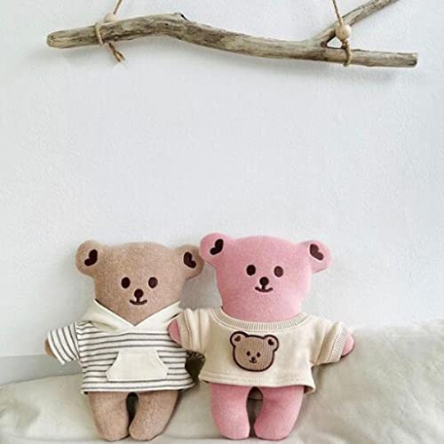 LuohuiFang 22cm/8in Cuddle Doll Peluche Oso Figura de juguete Decoración de la habitación Bordado Colgante Ornamento Artesanía de costura - Rosa