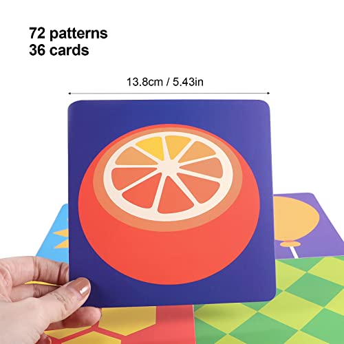 LUTER 36 Piezas Tarjetas Flashcards Bebe, Tarjetas de Estimulación Visual de Alto Contraste para Niños Pequeños 72 Imágenes Dibujos Animados de Colores Tarjeta Flash Educativa para Bebés Recién Naci