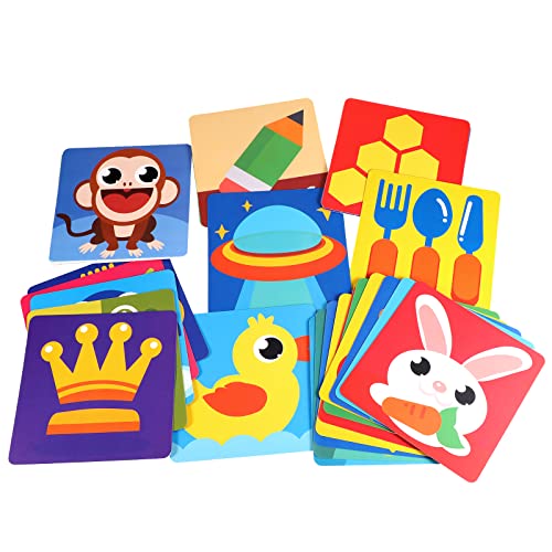 LUTER 36 Piezas Tarjetas Flashcards Bebe, Tarjetas de Estimulación Visual de Alto Contraste para Niños Pequeños 72 Imágenes Dibujos Animados de Colores Tarjeta Flash Educativa para Bebés Recién Naci