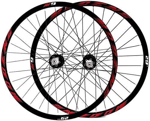 L&WB Bicicleta Rim 26 27.5 29 Pulgadas Bicicleta De Montaña Pasta De Ruedas MTB Llantas De Pared De Doble Pared Freno De Disco 8-10 Cassette De Velocidad HUB 32H QR,Rojo,26in