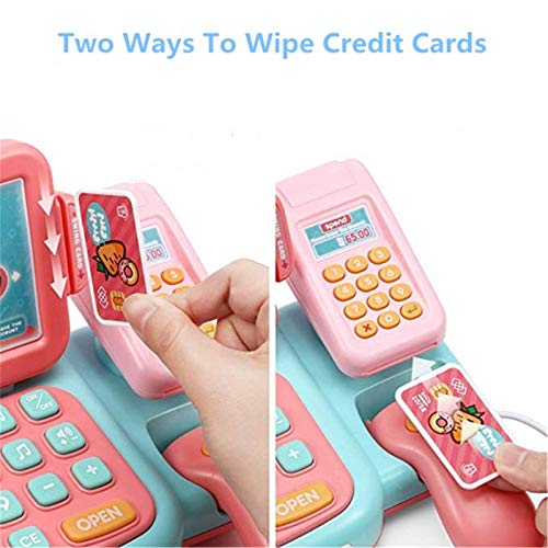 Lwieui Caja Registradora de Juguete Duradero Cash Register Toy Pretend Play Educational Juguete con escáner Sonido Música Micrófono Calculadora Toy Toy Gife Regalo para Niños Chicos Chicas