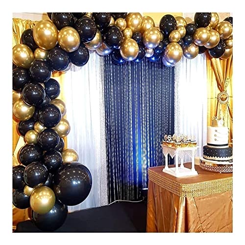 LZYY Decoraciones de Fiesta para niños Chrome Silver Goldoons Ballons Arco Kit Black Globo Garland Boda Cumpleaños Fiesta Navidad Decoración Niños Baby Ducha Globo 110pcs Centros de Partido