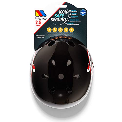 M MOLTO Casco Infantil para niños Negro Shark