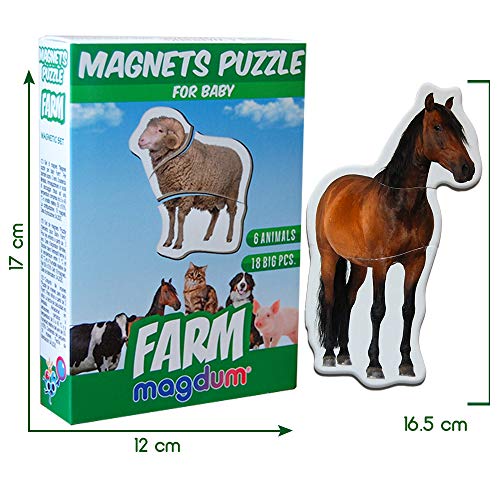 magdum Magnetica Puzzle 3 años Animales Granja - 6 Grandes Puzzle Bebe - Juguetes magnéticos - Imanes Nevera niños - Juguetes niños 3 años educativos - Letras magneticas niños - Imanes niños