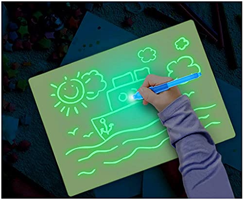 Magic Light Drawing Pad for Kids,Fun Drawing Pad Board Glow in Dark Light Up Drawing Board Educational Learning Drawing Kids Toys Gifts (A3)