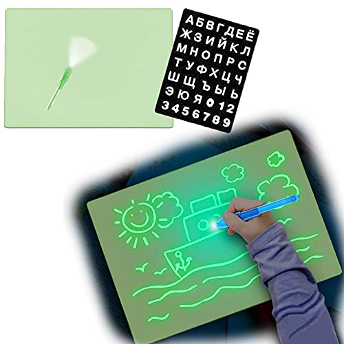 Magic Light Drawing Pad for Kids,Fun Drawing Pad Board Glow in Dark Light Up Drawing Board Educational Learning Drawing Kids Toys Gifts (A3)