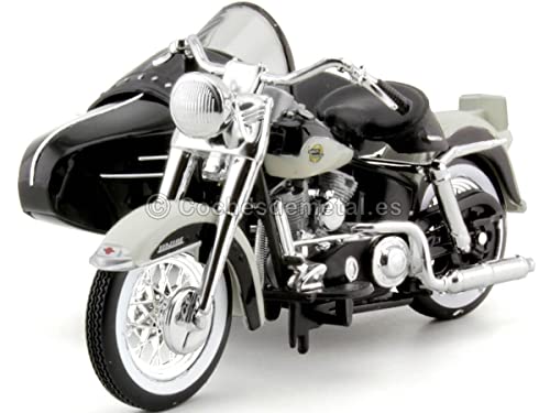 Maisto 1958 Harley-Davidson con Sidecar FLH Duo Glide Blanco/Negro 1:18 03176