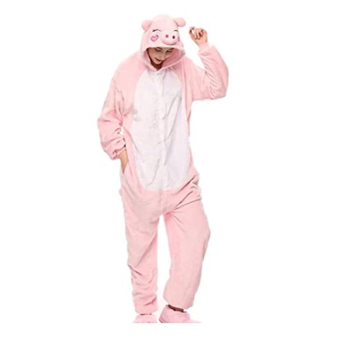 Makcoo Pijamas de Cerdo de Dibujos Animados para Mujeres, Adultos, niños, Disfraz de Cosplay Rosa, Ropa de Dormir para niñas, Monos de Tigre,Rosa,S