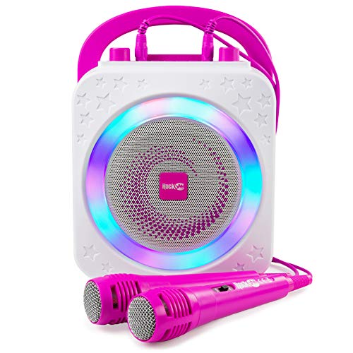 Máquina De Karaoke Bluetooth Recargable Rockjam De 10 Vatios con Dos Micrófonos, Efectos De Cambio De Voz Y Luces Led + Hasbro Gaming- Twister (98831B09)