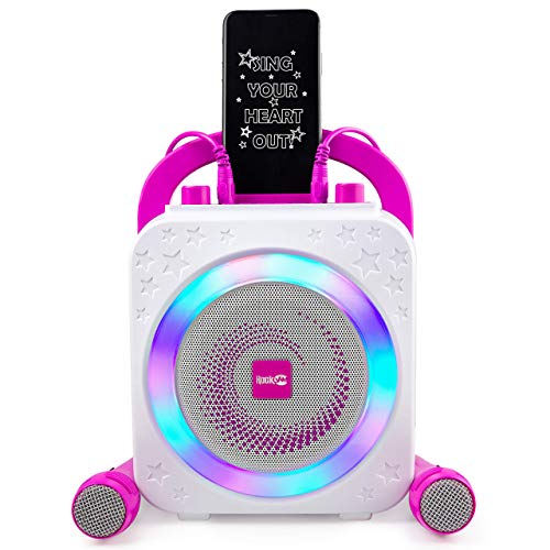 Máquina De Karaoke Bluetooth Recargable Rockjam De 10 Vatios con Dos Micrófonos, Efectos De Cambio De Voz Y Luces Led + Hasbro Gaming- Twister (98831B09)