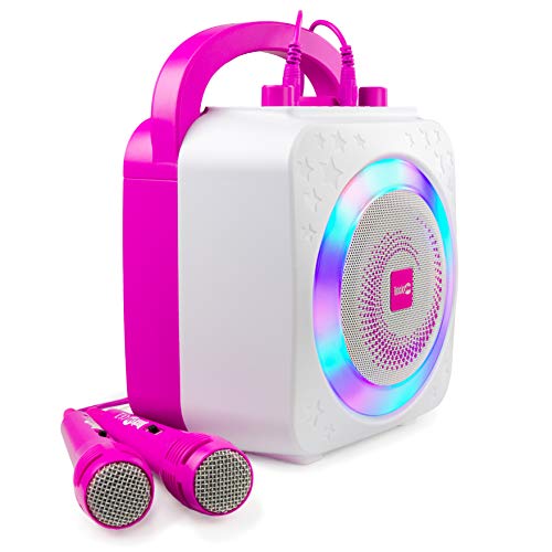 Máquina De Karaoke Bluetooth Recargable Rockjam De 10 Vatios con Dos Micrófonos, Efectos De Cambio De Voz Y Luces Led + Hasbro Gaming- Twister (98831B09)