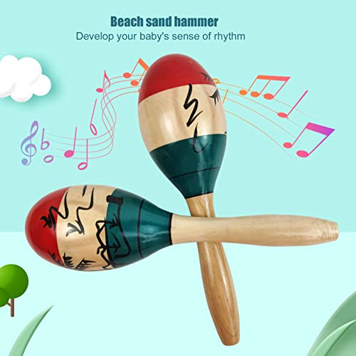 Maracas, Sonajero Shaker Sonido Claro Diseño Ergonómico Capacidad de Ejercicio de Madera Pintura de Escena Junto Al Mar para Niños Educación Temprana