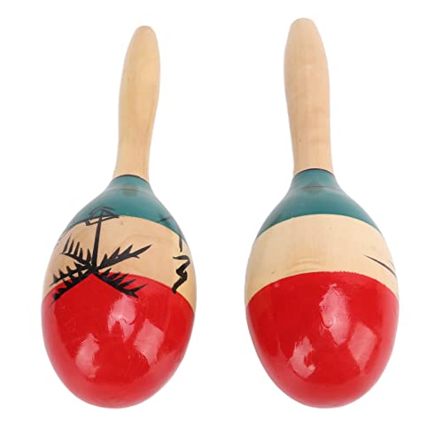 Maracas, Sonajero Shaker Sonido Claro Diseño Ergonómico Capacidad de Ejercicio de Madera Pintura de Escena Junto Al Mar para Niños Educación Temprana