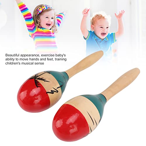 Maracas, Sonido Claro, Sonajero, Agitador, Diseño Ergonómico, Madera, Borde Liso, Suave, Pintura de Escena Junto Al Mar para Niños, Educación Temprana