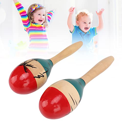 Maracas, Sonido Claro, Sonajero, Agitador, Diseño Ergonómico, Madera, Borde Liso, Suave, Pintura de Escena Junto Al Mar para Niños, Educación Temprana