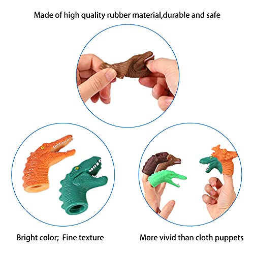 Marioneta Dedo Dinosaurio, Cabeza de Dinosaurio, Accesorios para Muñecas con Dedos, Novedad, Marioneta de Mano Interactiva, Juguetes de Tiempo de Cuentos, Regalo para Niños, 10 Piezas