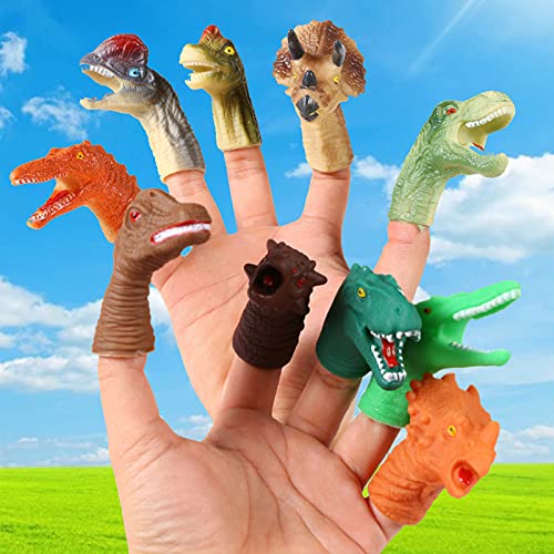 Marioneta Dedo Dinosaurio, Cabeza de Dinosaurio, Accesorios para Muñecas con Dedos, Novedad, Marioneta de Mano Interactiva, Juguetes de Tiempo de Cuentos, Regalo para Niños, 10 Piezas