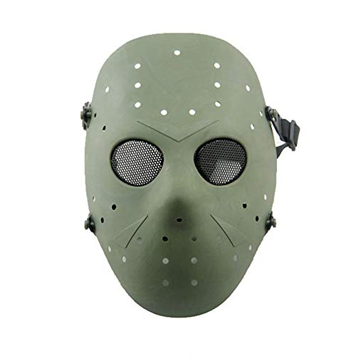 Máscara de Jason de Haoyk CS Games, máscara de malla, metal y cobre con protección completa de la cara, para Halloween, fiestas de disfraces, OD verde