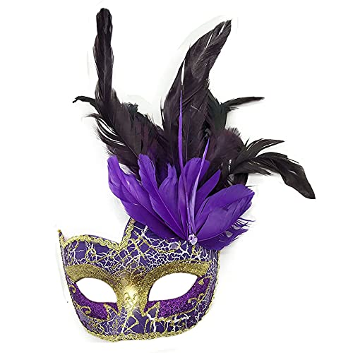 Máscaras De Disfraces para Mujer Máscara De Halloween Media Cara Máscaras De Encaje Sexy Máscara De Ojos Máscara De Fiesta De Disfraces De Cosplay con Pluma,I