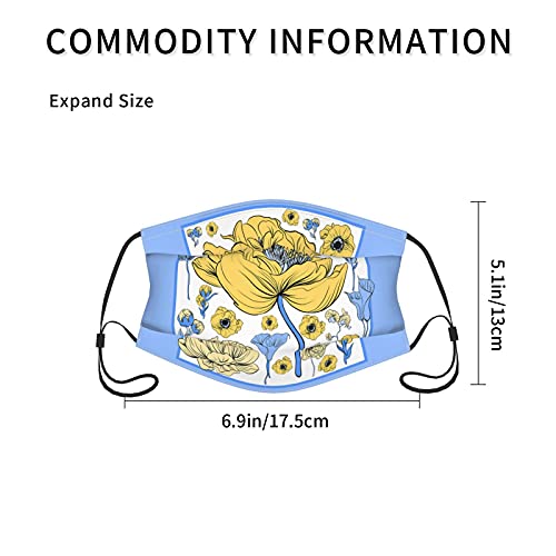 Mascarilla facial colorida floración lavable ajustable reutilizable tela mascarilla para niños paquete de 2 con 0 filtros