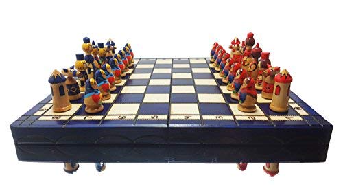 Master of Chess Lovely Matryoshka - Juego de ajedrez Decorativo de Madera Pintado a Mano de 42 cm (Azul)