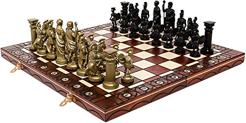 Master of Chess SPARTAN 41x41cm Juego de Ajedrez Decorativo Piezas Romanas de PLASTICO y Tablero de Ajedrez Grande Para Adultos y Niños