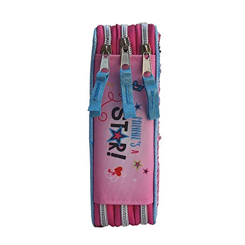 M.C. srl Estuche escolar 3D Minnie Mouse Disney multicompartimento con 3 cremalleras, portarrollos de colores Fila Giotto - MIN0632