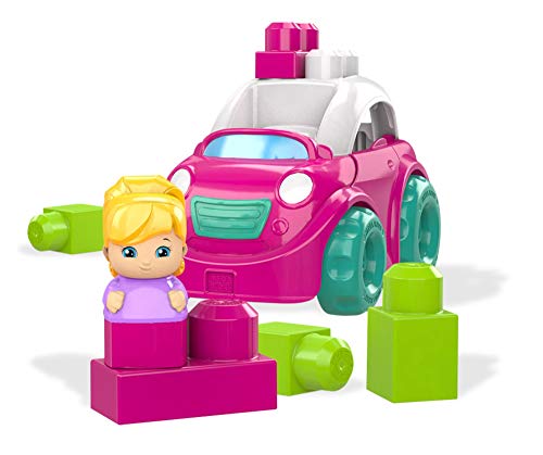 Mega Bloks- Coche Descapotable Rosa Juego de Bloques de Constr, Multicolor (Mattel DYT62)