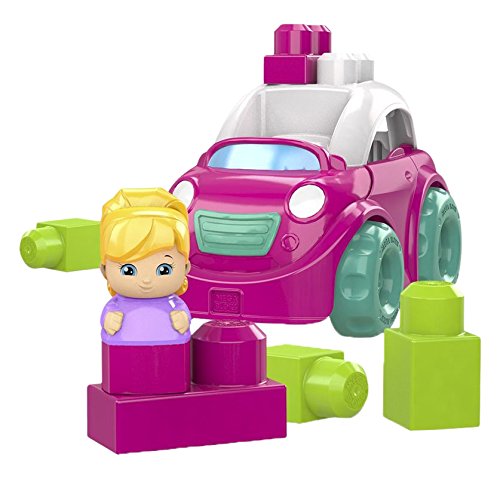 Mega Bloks- Coche Descapotable Rosa Juego de Bloques de Constr, Multicolor (Mattel DYT62)