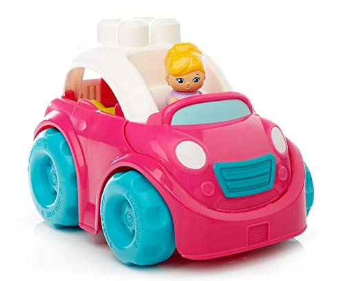 Mega Bloks- Coche Descapotable Rosa Juego de Bloques de Constr, Multicolor (Mattel DYT62)