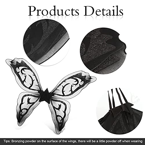 Meleager Disfraz de Hada para Niñas, 4PCS Niña Disfraz Mariposa, alas de Hadas, Tutú de Tul, Alas Mariposa Niña Disfraz, Varita Hada, Disfraz Hada, Alas Negras Disfraz, Disfraz de Fiesta