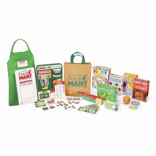 Melissa & Doug Fresh Mart Grocery Store Food and Role Play Companion Set (84 pcs) Collection Tienda de Comestibles Frescos, multicolor (15183)