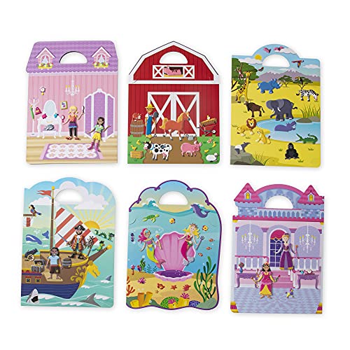 Melissa & Doug | Pack de 6 Pegatinas Acolchadas - Ropa, Princesas, Safari, Granja, Piratas y Sirenas