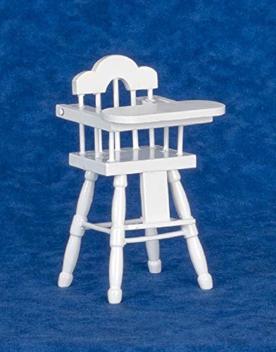 Melody Jane Casa de Muñecas Muebles Infantiles Miniatura Bebé Madera Blanca Trona Silla Alta