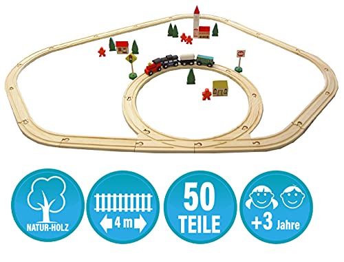 messefix Juego de Tren de Madera para niños de 4 m