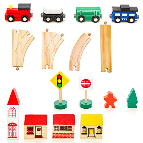 messefix Juego de Tren de Madera para niños de 4 m