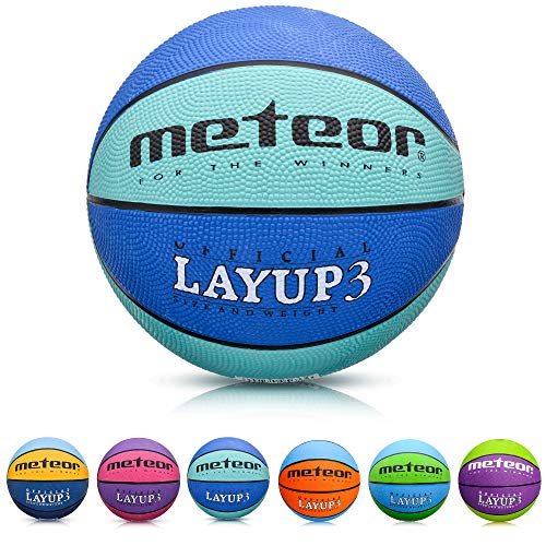 meteor Balón Baloncesto Talla 3 Pelota Basketball Bebe Ball - para niños y jouvenes para Entrenar y Jugar - Layup (3, Azul)