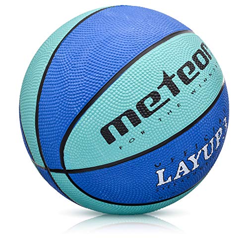 meteor Balón Baloncesto Talla 3 Pelota Basketball Bebe Ball - para niños y jouvenes para Entrenar y Jugar - Layup (3, Azul)